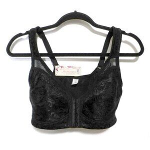 TELIMUSSTO black front closure wireless lace bra woman's 34DD NEW